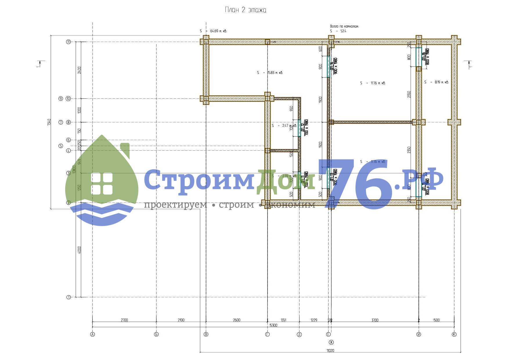 Проект бани из клеёного бруса СДК-26 в Ярославле